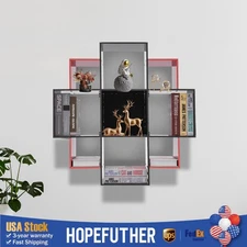 Wall Mount Book Shelf Modern 3 Tiers 9 Compartments PVC Board Bookcase Bookshelf