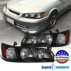 For 2000-2001 Toyota Camry Black Headlights Lamps+Corner Turn Signal Lights