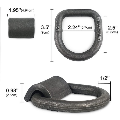 1/2" Heavy Duty Weld-On Forged D Ring with MBS:12,000 lbs, D-Ring Tie Down An... - Picture 5 of 5