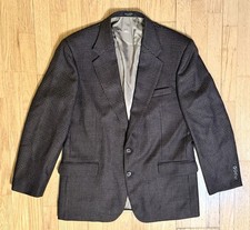 Vintage Oscar De La Renta Men  s Wool Blazer Brown Houndstooth Jacket Size 43R