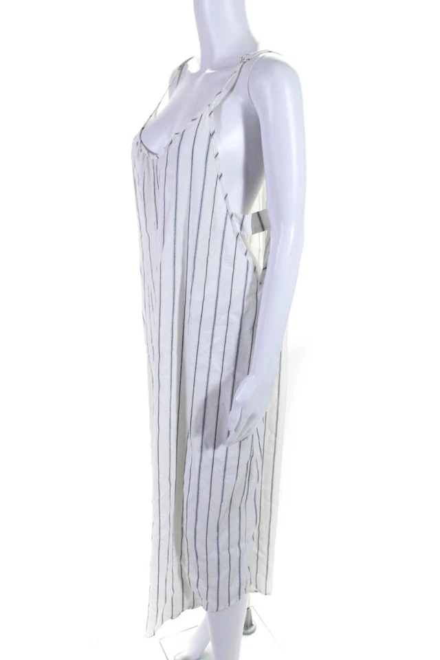 Mono Sadie & Sage para mujer a rayas cuello redondo sin mangas pierna ancha blanco talla L Foto 2 de 4