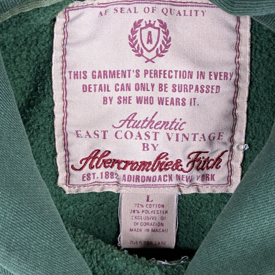 Винтажная женская толстовка Abercrombie & Fitch средний размер зеленая на молнии гранж Y2K - Изображение 3 из 4