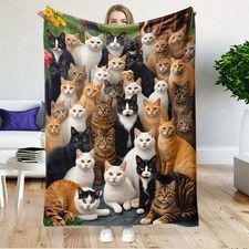 One Piece of Soft Blanket Featuring a for cat Group, Perfect As a Gift for Cat  