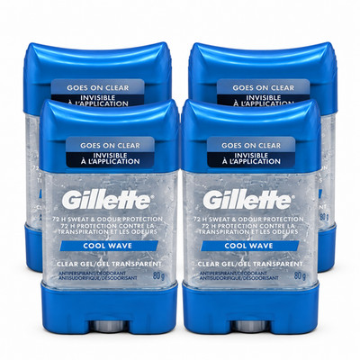 4X! Gillette Cool Wave Clear Gel Men's Antiperspirant and Deodorant EXP. 28