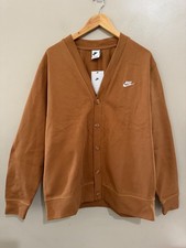 Nike Club Knit Fairway Cardigan Sweater Brown Retro FN3898-224 Men's Size L NEW