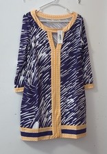 Tracy Negoshian Dress S Navy Orange White V-Neck