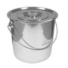 Stapelbarer FISCHER Edelstahl Eimer 21 Liter + Edelstahl-Deckel lebensmittelecht