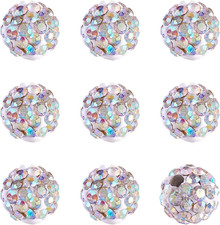 100Pcs 8Mm Pave Crystal Disco Ball Clay Beads Polymer Clay Rhinestone round Spac