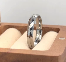 Guys Engagement Ring, Gray Tungsten Wedding Band, High Polished Ladies Rings