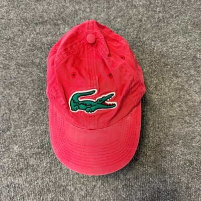 Lacoste Hat Mens OSFA Red Big Croc Logo Adjustable Strap Back Made in France