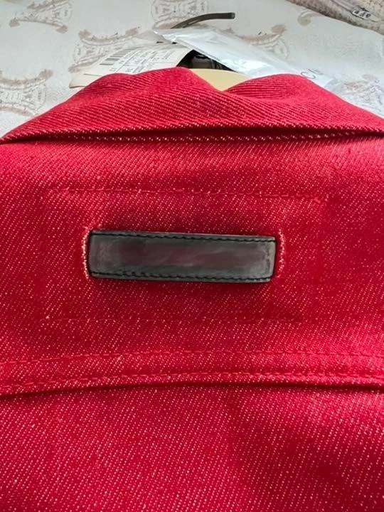 Gucci giacca denim rosso G tuta jeans taglia 38