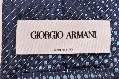 GIORGIO ARMANI Blue Geometric Dot Stripe 100% Silk Mens Luxury Tie - 3.50" - Picture 4 of 5