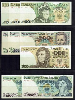 9 Banknoten Polen Zloty Kassenfrisch Geld Papiergeld Nostalgie Vintage Retro