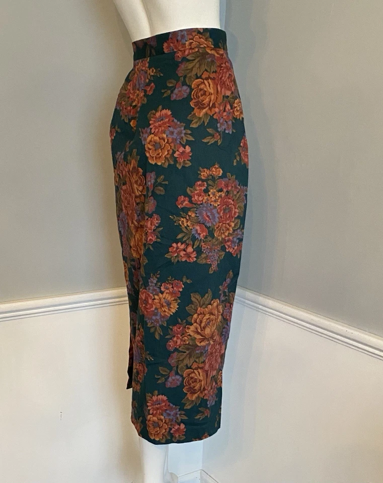 Maxi falda envolvente floral vintage de algodón plisado lateral de Abercrombie & Fitch EE. UU. Mujeres 8 Foto 2 de 4