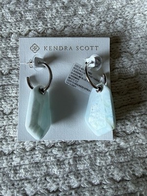 Kendra Scott Ashlyn Silver Statement Huggie Earrings in Teal Quartzite