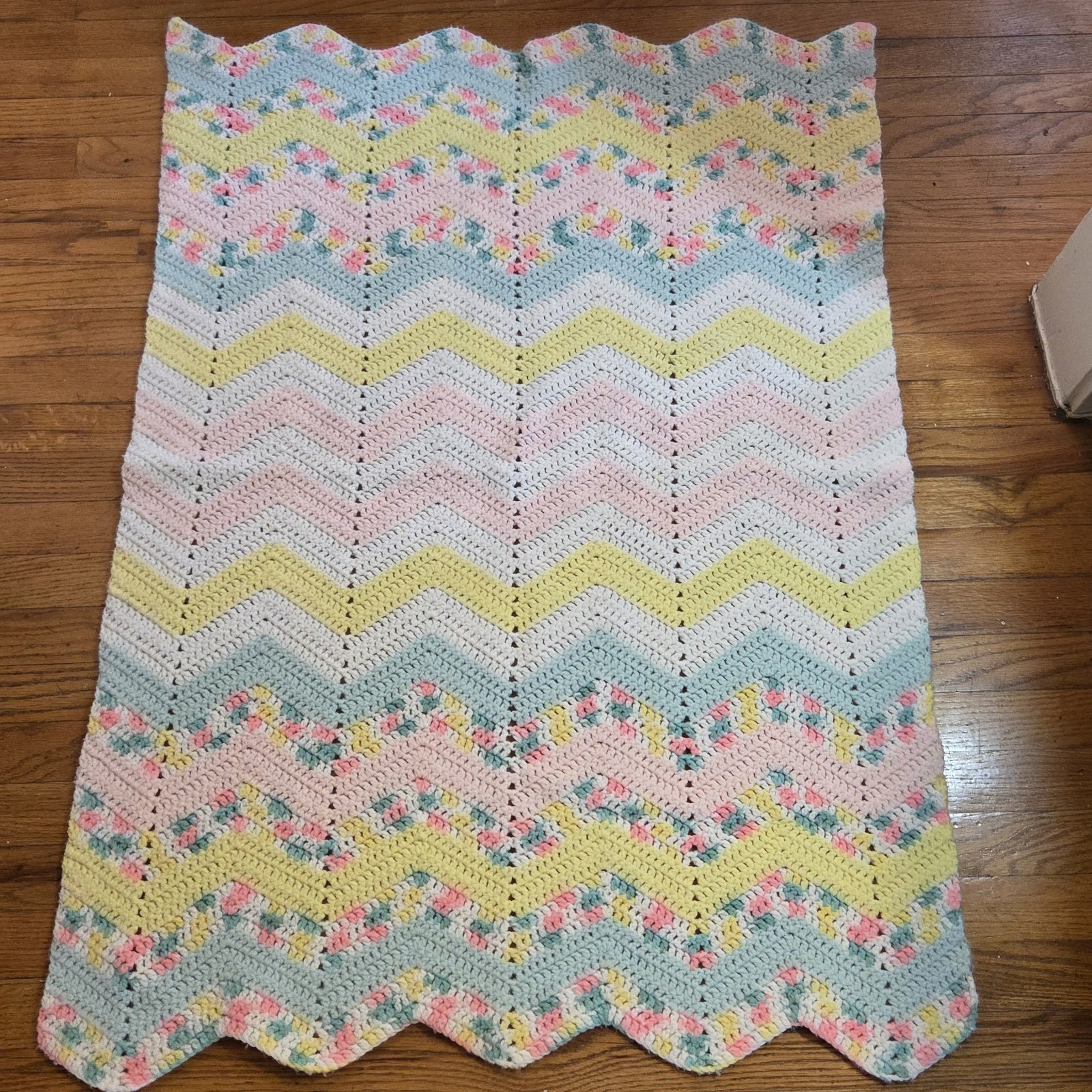 Vintage Handmade Knit Baby Blanket 44