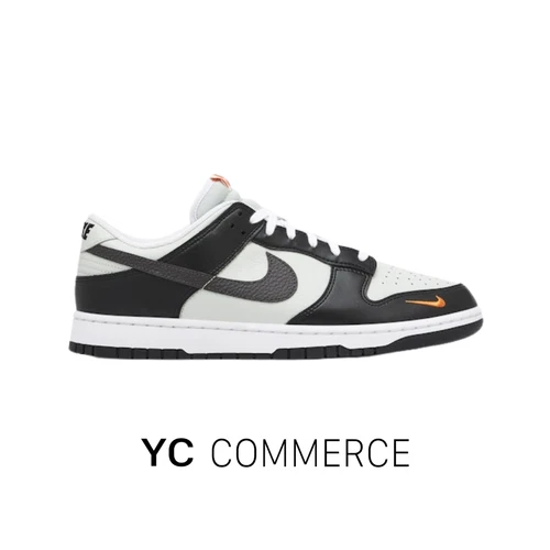 Nike Dunk Low Mini Swoosh Black Total Orange FN7808-001 Schwarz Grau Herrenschuh