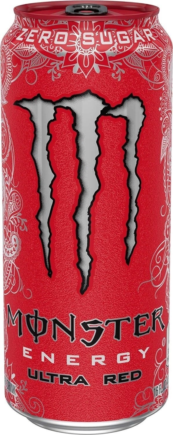 (Paquete de 15) Bebida energética Monster Ultra Red Crisp Berry, sin azúcar, 16 fl oz