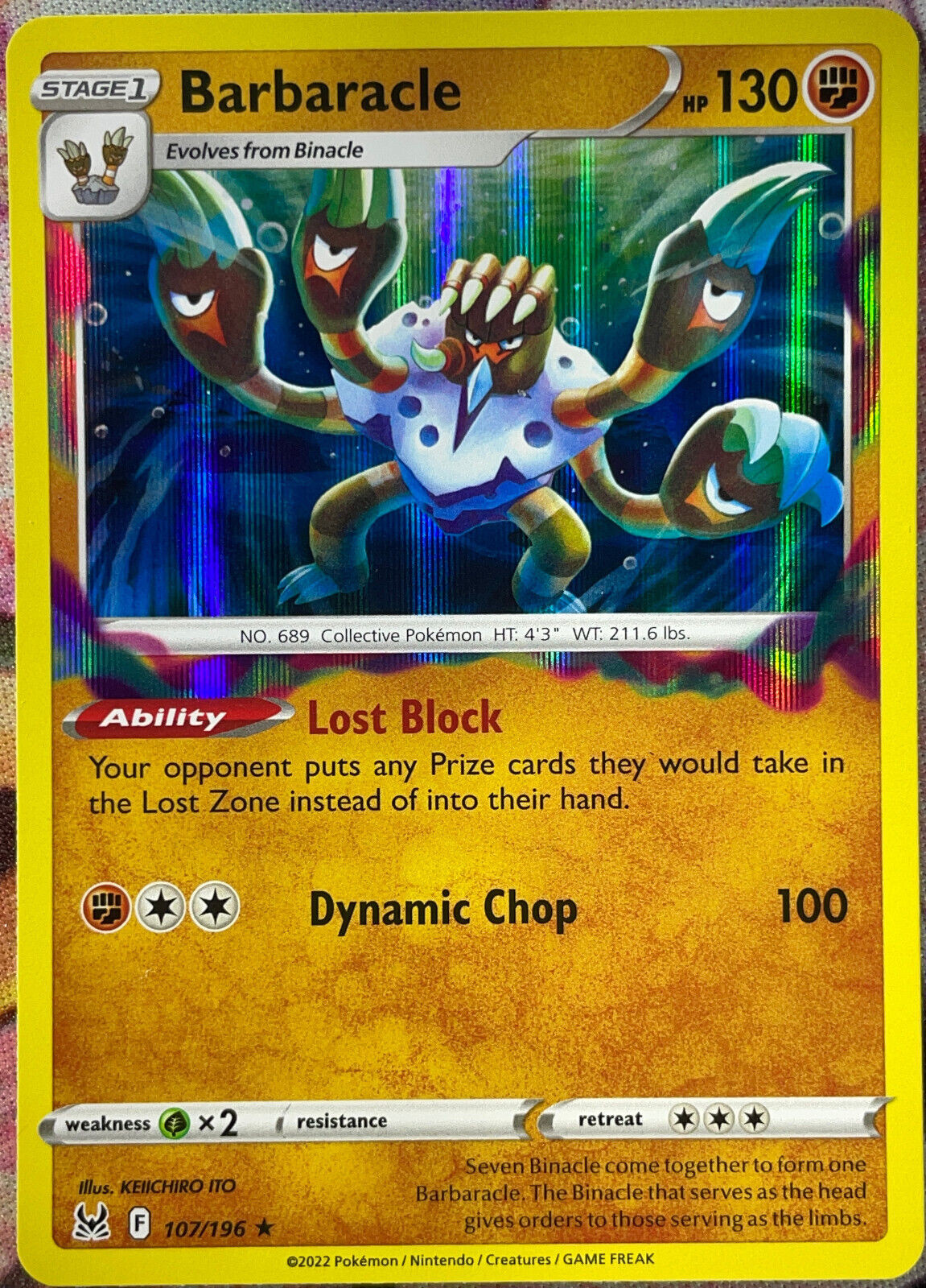 Barbaracle Holo Rare - 107/196 - Lost Origin Pokemon 2022