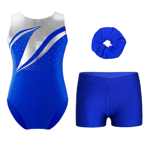 Kids Girls Jumpsuit Ballet Outfit Skating Dancewear Hairband Swimsuit Leotard - Picture 45 of 49