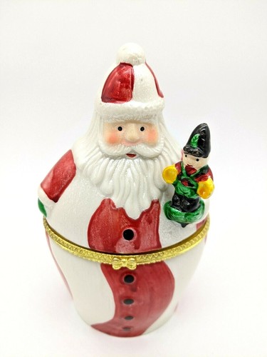 Large Hinged Santa Box, Peppermint Swirl, 7.5 Inches - Picture 2 of 9