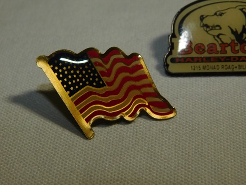 VTG HARLEY DAVIDSON HAT CAP NOLA ADJUSTABLE ENAMEL PINS STURGIS PIN FLAG LOT - Picture 8 of 16