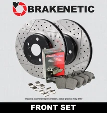 FRONT BRAKENETIC Premium Drill Slot Brake Rotors + Posi Pads BPK95112
