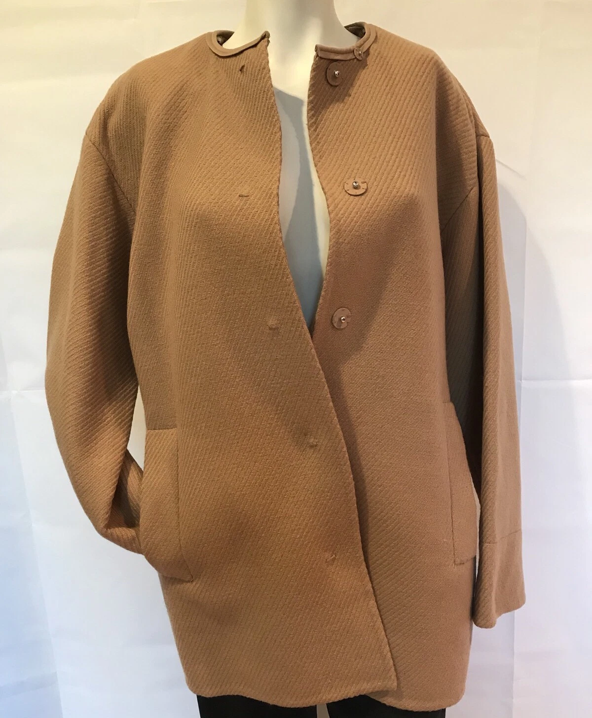 Giacca cappotto con cintura oversize beige 100% lana lana Prada originale taglia 46 US 10