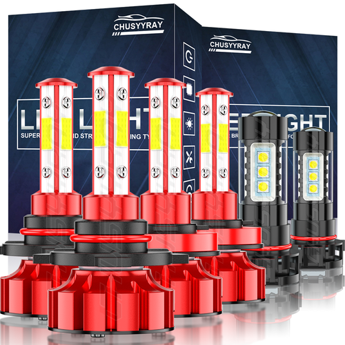 For Chevy Suburban Tahoe 2007-2014 6x LED Headlights Hi-Lo Fog