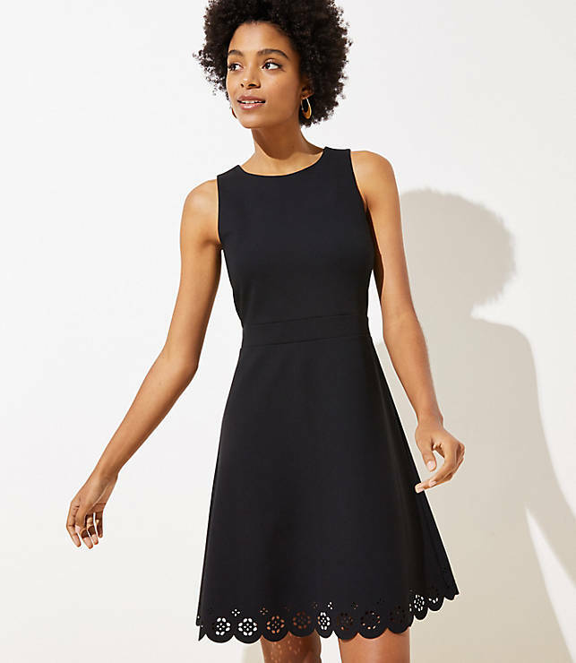 Loft Ponte Eyelet Hem Dress In Black Size 2 Loft Ponte Eyelet Hem Dress In Black Size 2