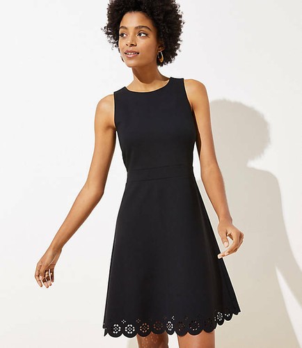 Black Ponte Eyelet Hem Dress NWT 