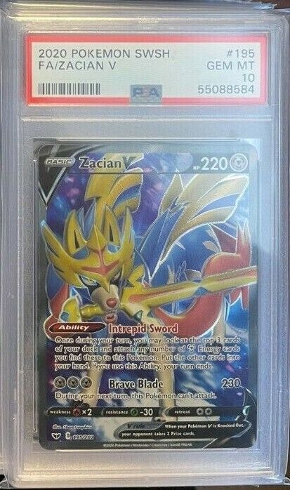 2020 Pokemon Sword & Shield Zacian V Secret Rare FA #211 PSA 9