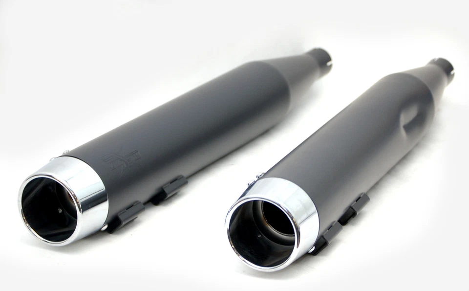 Silenciadores antideslizantes RCX Harley Touring 4" negros 1999-2016 doble cámara RCX102B-04C Foto 3 de 4