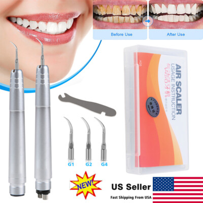 Dental Ultrasonic Air Perio Scaler Handpiece Hygienist 4 Hole w/ 3 Tips G1 G2 G4