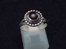  Sterling Silver - Braided Pebbled Round .5 Carat Black Onyx 2.8g Ring 6.5