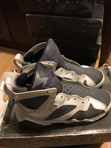Air Jordan 7 Retro White Varsity Purple Flint Grey shoes