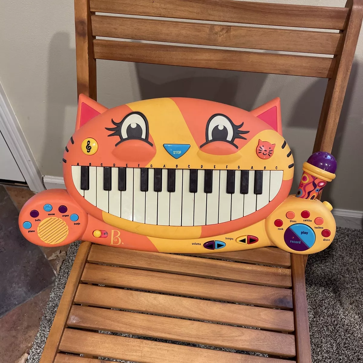 B Toys Meowsic Toy Piano Children s Keyboard Cat Piano with Toy Microphone