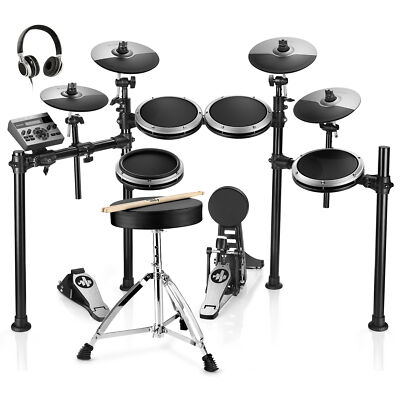 Donner DED-200X E-Drum Set mit Dual-Zone-Snare, Kopfhörer, Hocker | GRAU