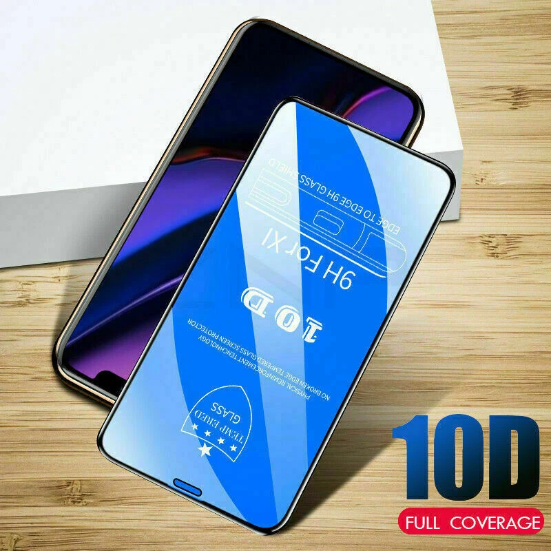Paquete de 10 protectores de pantalla de vidrio templado de cubierta completa para iPhone X 11 12 Pro Max Foto 3 de 4