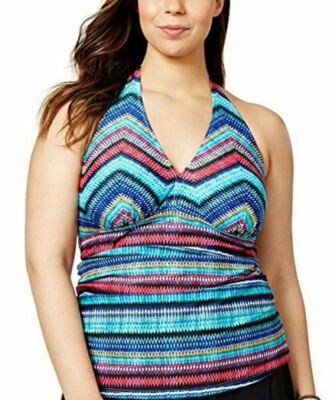 Profile by Gottex Halter Tankini Swim Top Size 20W PLUS V-Neck Cozumel NWT LE82