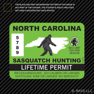 Bigfoot Life Size North Carolina Bigfoot Hunting Permit Sticker - Foto 3