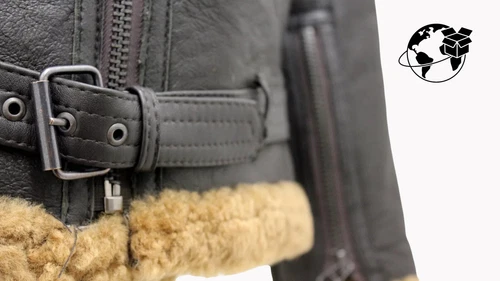 Men’s Brown RAF Real Shearling Sheepskin Flying Leather Jacket With Ginger Fur image 5