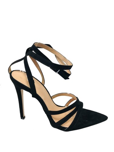 LADIES WOMENS SUMMER MID HEEL PEEP TOE SUEDE SHOES SANDAL PARTY ANKLE STRAP - Picture 6 of 7