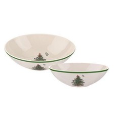 Beautiful Spode Christmas Tree Set Of 2 Nesting 7" and 6" Bowls New