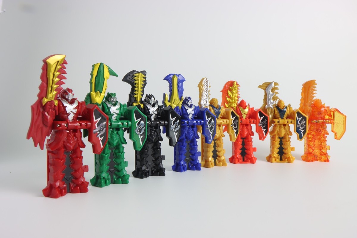 Set of 8 Ryusoulger keys Dino Fury Black Blue Gold Red Green