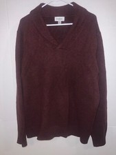 Goodfellow Co men s MAROON V-Neck Pullover Sweater XL Ribbed Collar, Cuffs He