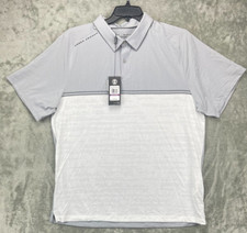 NWT Under Armour Mens Threadborne Performance Polo Shirt Gray White 2XL Heatgear