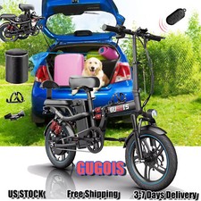 GUGOIS Electric Bike 1000W 48V 15Ah 16" 2 Seater Folding e-bike Up to 45 miles 