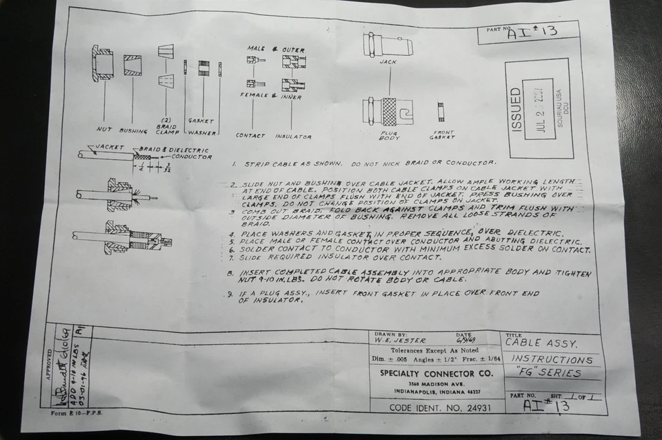20JS178-1 Souriau BNC Coaxial Connector Jack Assembly Straight Gold NOS - Image 3 of 3