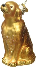 Old World Christmas Glass Blown Ornament, Sitting Golden (With OWC Gift Box)